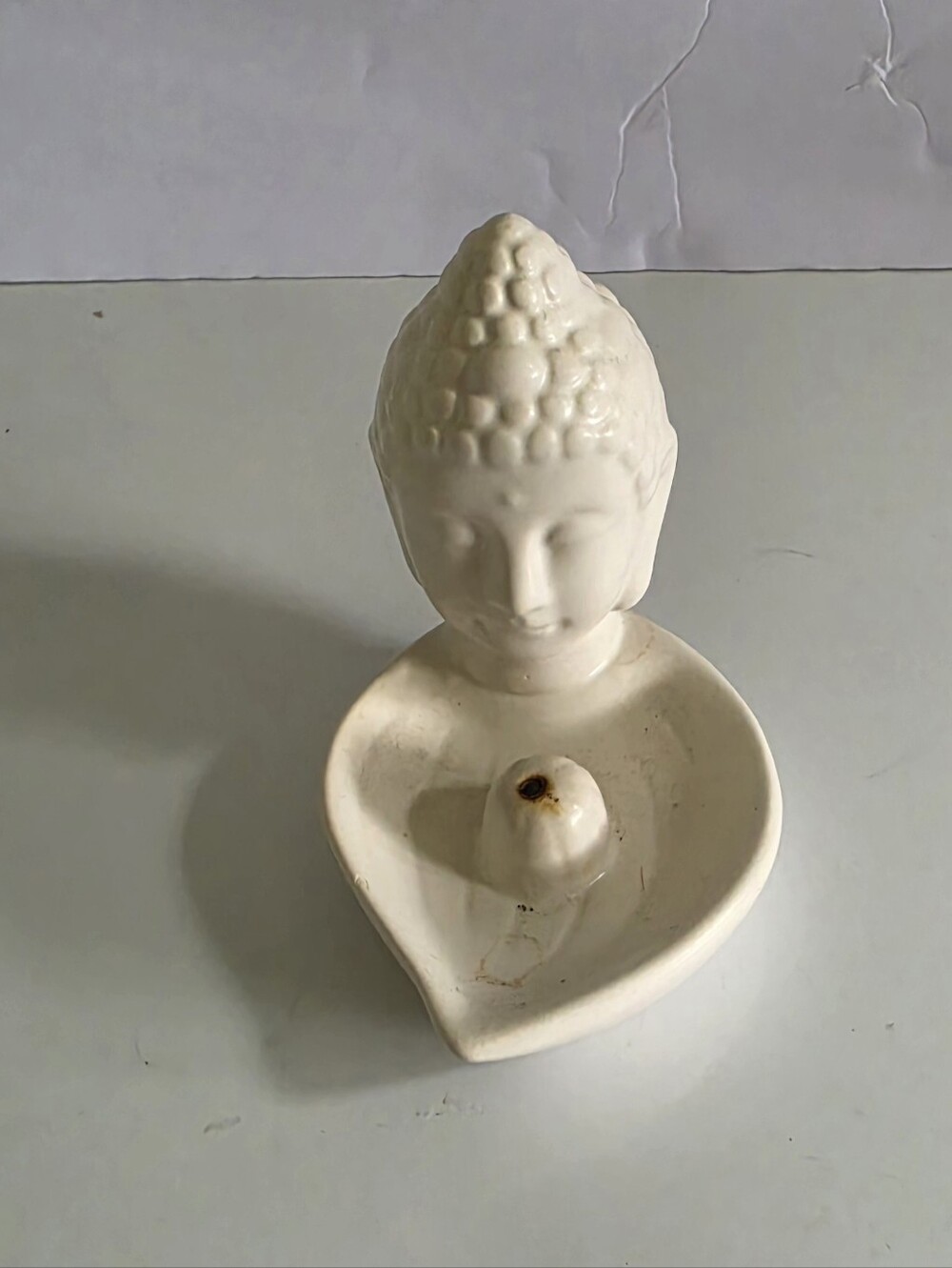 White Ceramic Buddha Incense Holder - Decorative Home Art